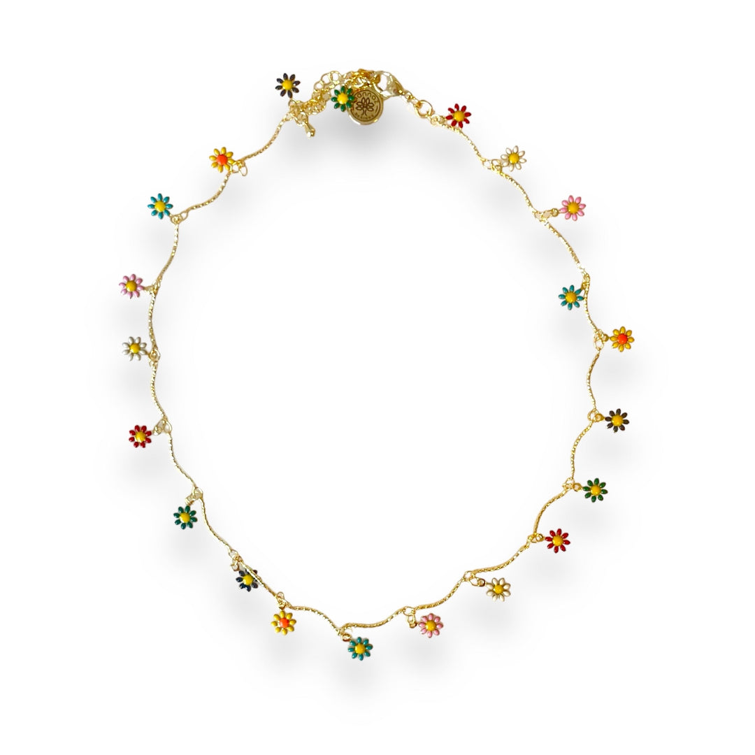 18 Inches Necklace Mannaz Designs Daisy Dreams Enamel Gold Necklace 