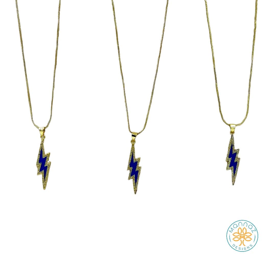 Default Title Necklaces Mannaz Designs Lighting Necklace in Gold and Blue Enamel