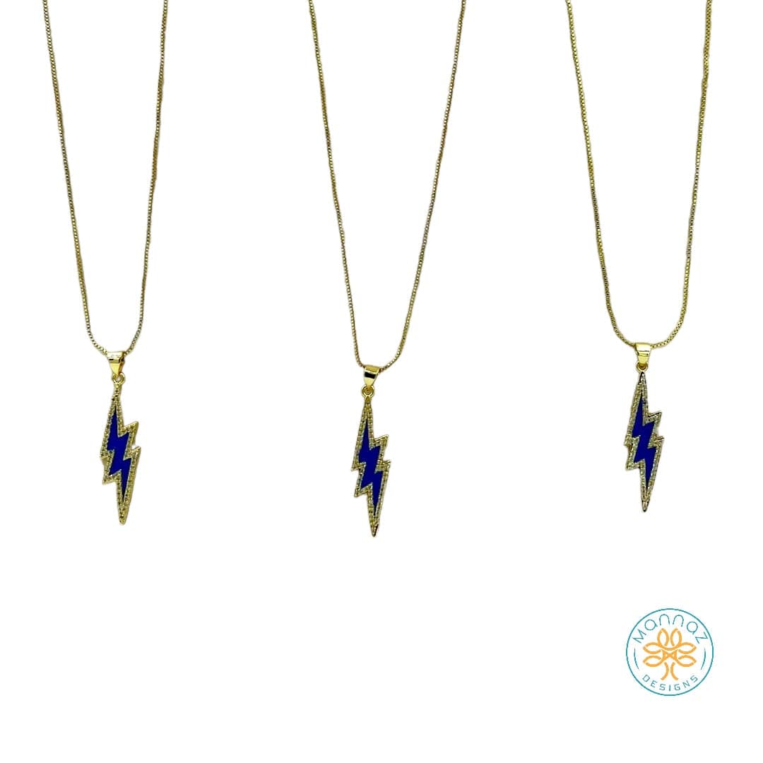  Default Title Necklaces Mannaz Designs Lighting Necklace in Gold and Blue Enamel 