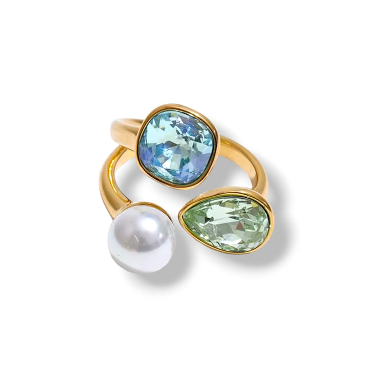 The Grace Ring – Crystal &amp; Pearl Statement Ring