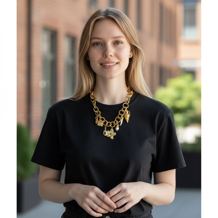 Gaia Amulet Gold Necklace