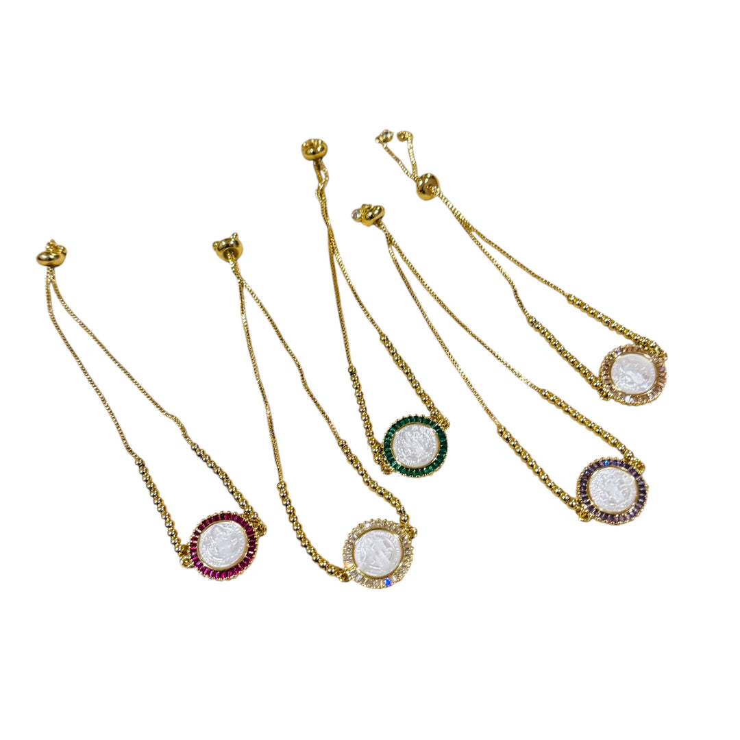 San Benedict Mother of Pearl Protection Slider Bracelet