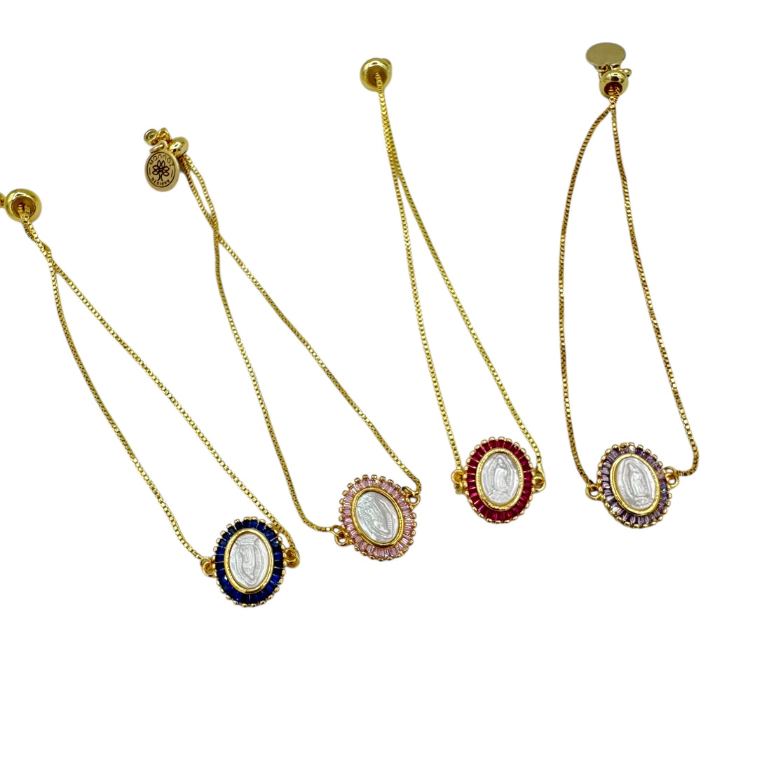 Virgen de Guadalupe Mother of Pearl Gold Bracelet