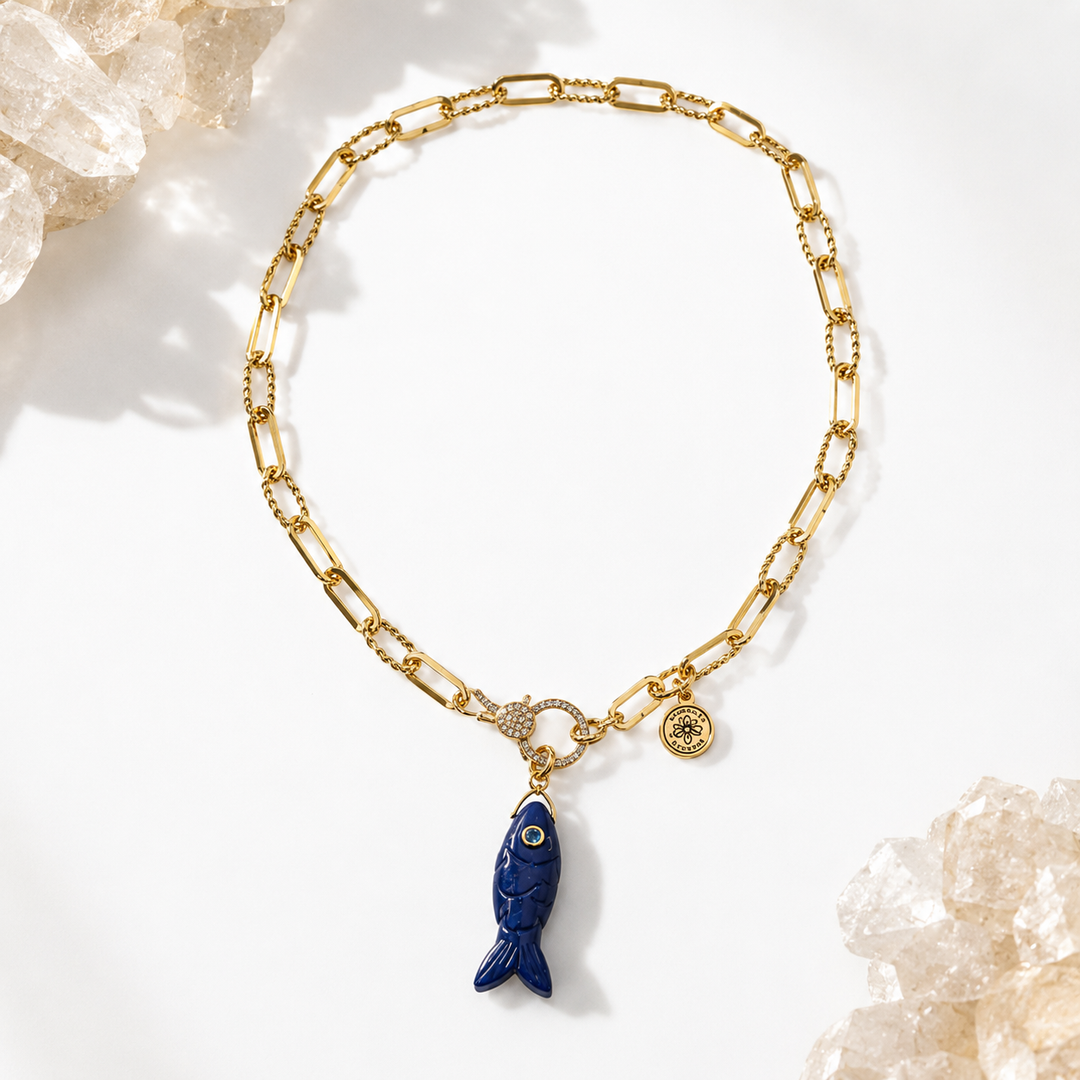Lapis Fish Necklace | Wisdom &amp; Abundance Gemstone Jewelry
