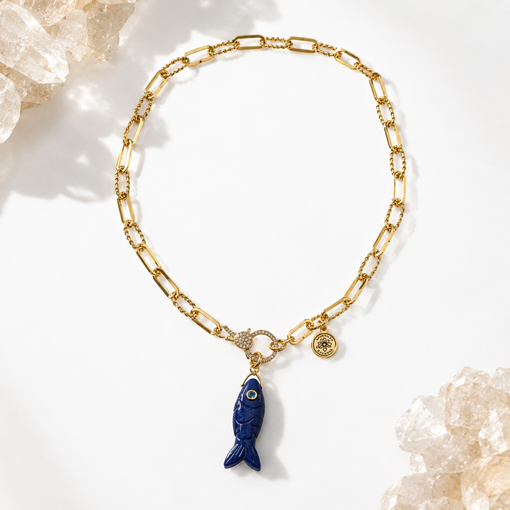 Lapis Fish Necklace | Wisdom &amp; Abundance Gemstone Jewelry