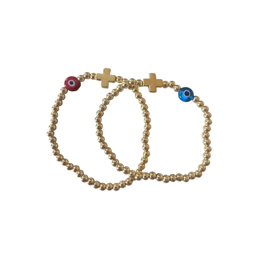 Blessed Bead Bracelet

Gold-Plated Elastic Bracelet with Evil Eye & Cross Char