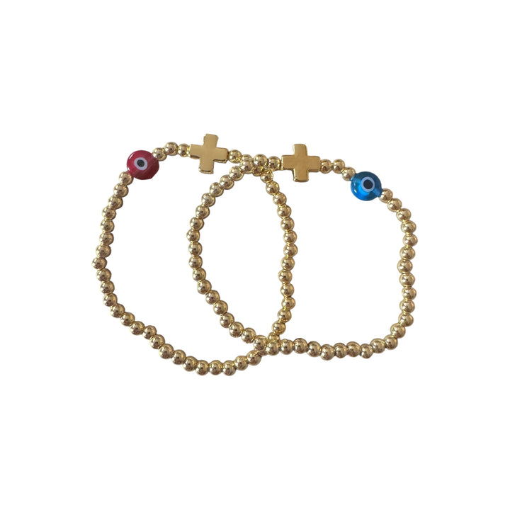 Blessed Bead Bracelet

Gold-Plated Elastic Bracelet with Evil Eye & Cross Char