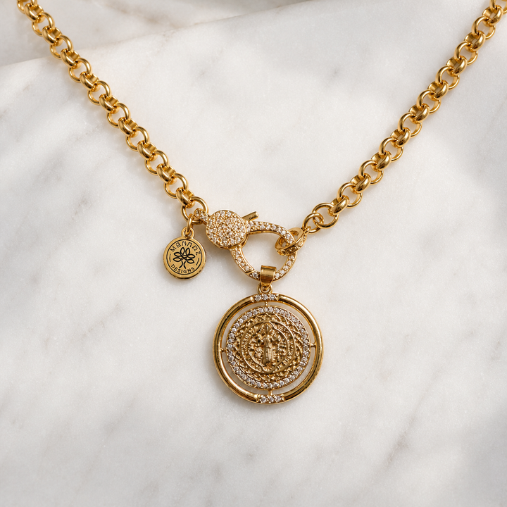 San Benedict Medallion Gold Chain Necklace
