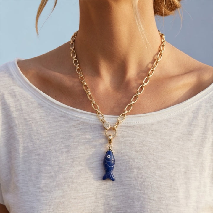 Lapis Fish Necklace | Wisdom &amp; Abundance Gemstone Jewelry