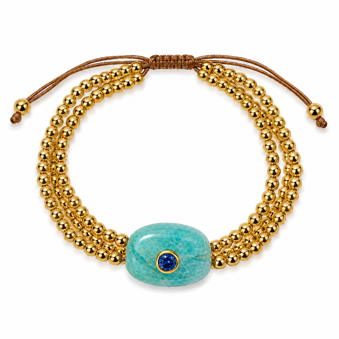 The Intention Bracelet — Gemstone Macramé Gold Beaded Bracelet