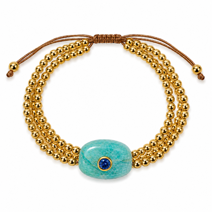The Intention Bracelet — Gemstone Macramé Gold Beaded Bracelet