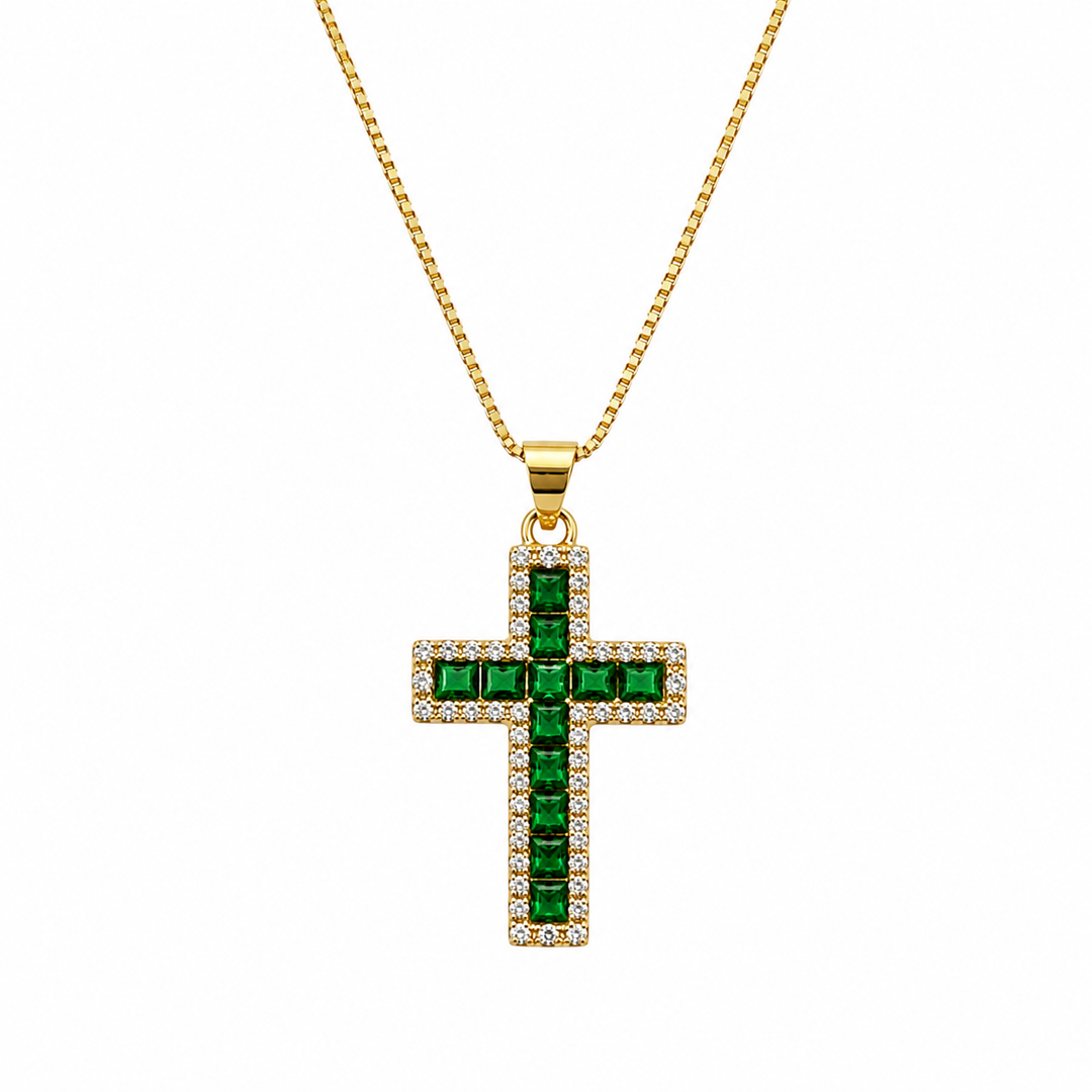 Cross Baguette Zirconia Necklace