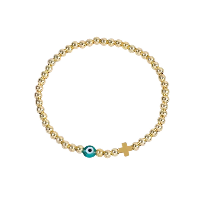 Blessed Bead Bracelet

Gold-Plated Elastic Bracelet with Evil Eye & Cross Char