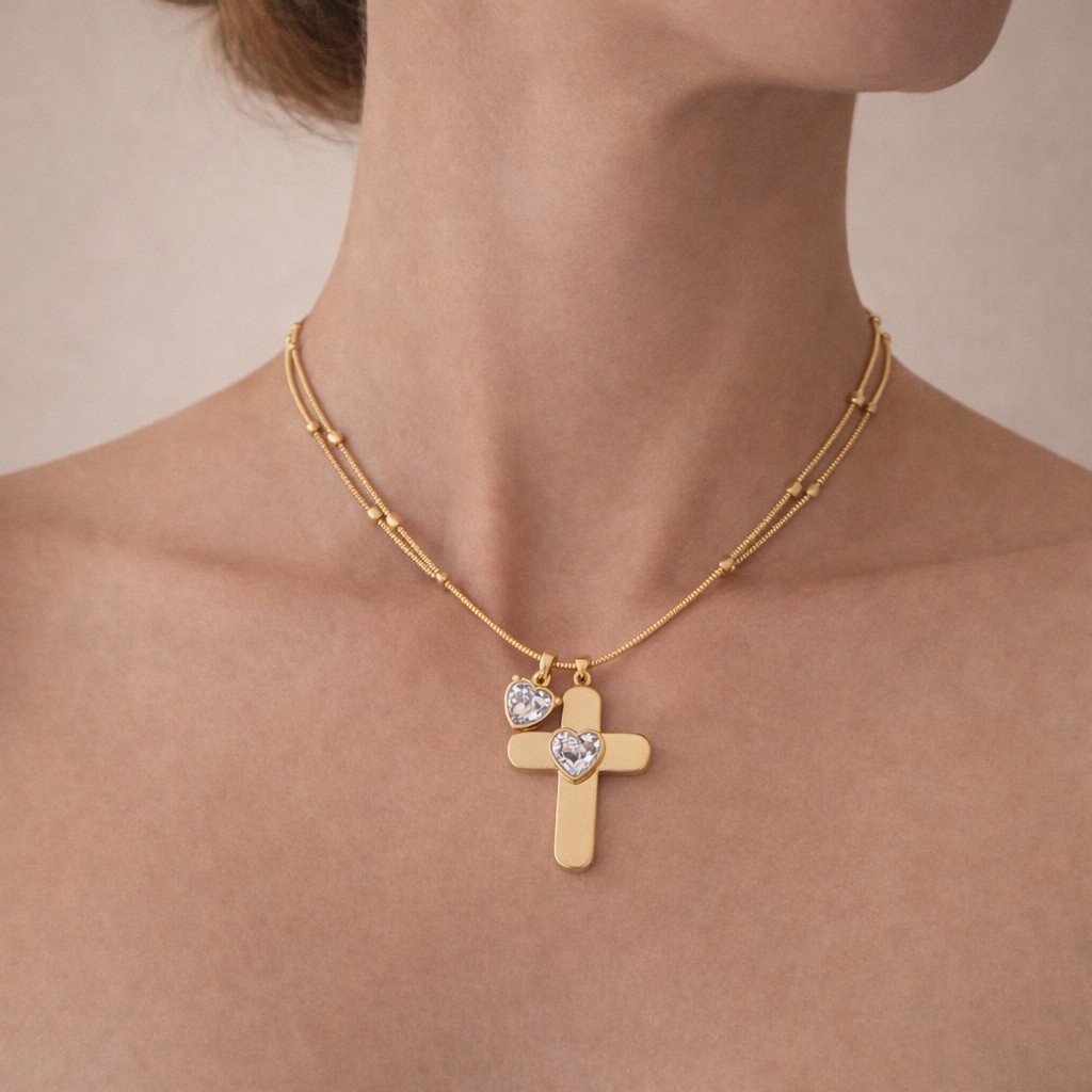 Mannaz Radiant Cross Necklace