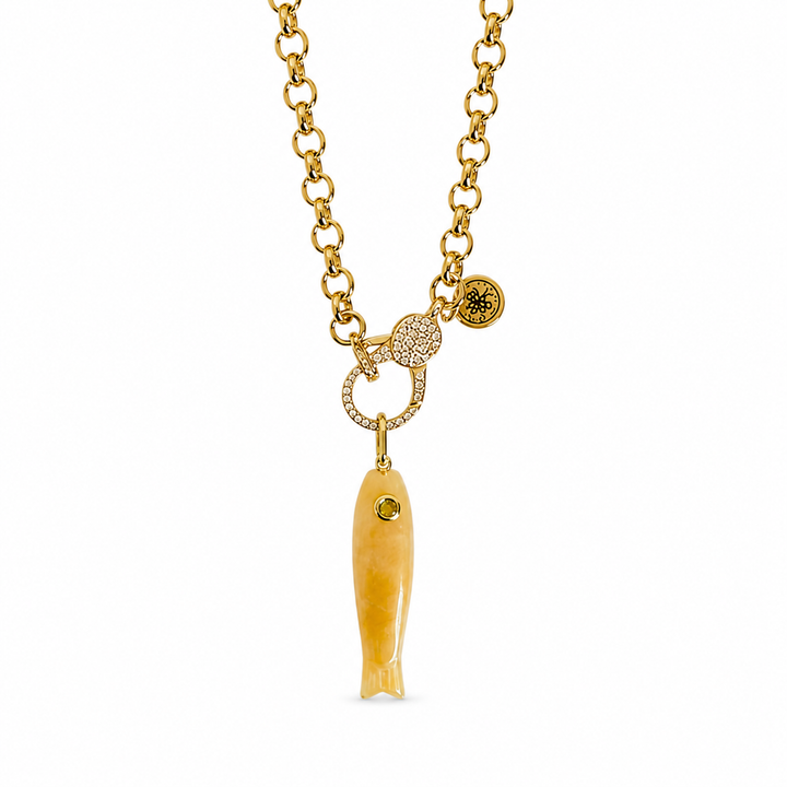 Gemstone Fish Necklace | Natural Stone Pendant