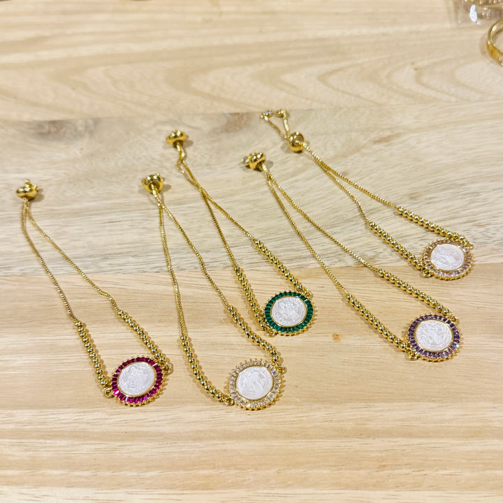 San Benedict Mother of Pearl Protection Slider Bracelet