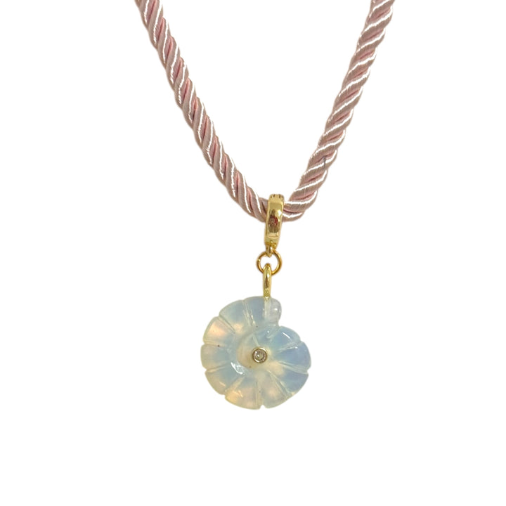 White Opal Snail Pendant Necklace - Natural Stone Talisman
