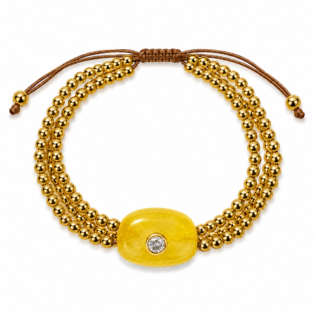 The Intention Bracelet — Gemstone Macramé Gold Beaded Bracelet