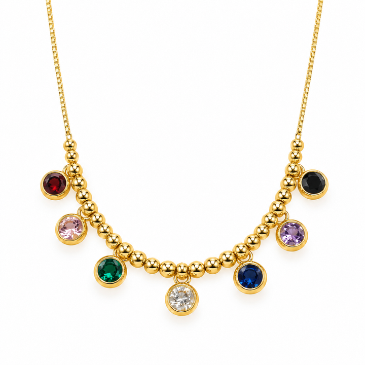 Rainbow Zirconia Charm Necklace – 18K Gold Plated