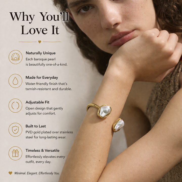 The Aura Bangle – Baroque Pearl Statement Cuff