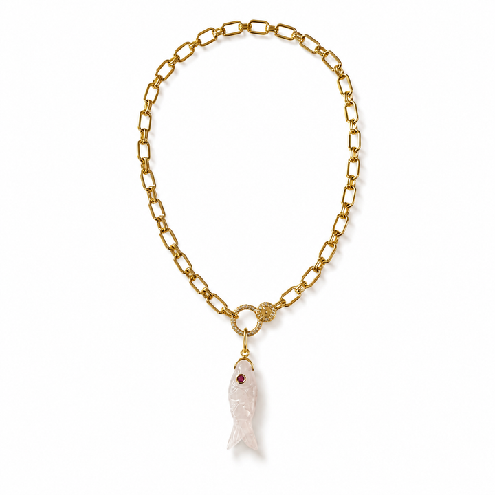 Rose Quartz Fish Necklace | Love &amp; Abundance Gemstone Jewelry