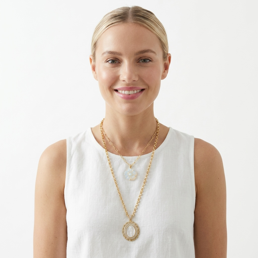 Our Lady of Grace Mother of Pearl Necklace