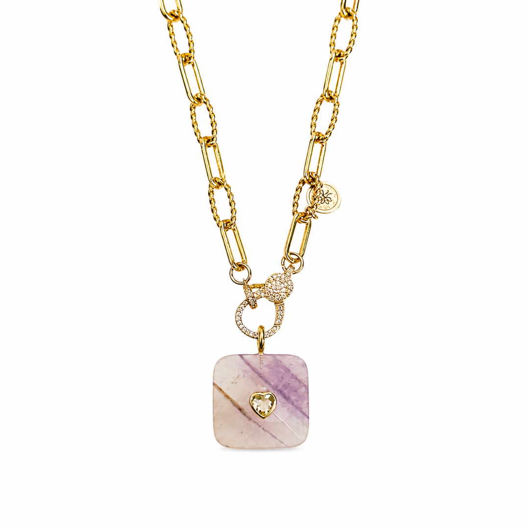 Square Gemstone Necklace