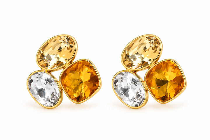 Trio Crystal Cluster Stud Earrings