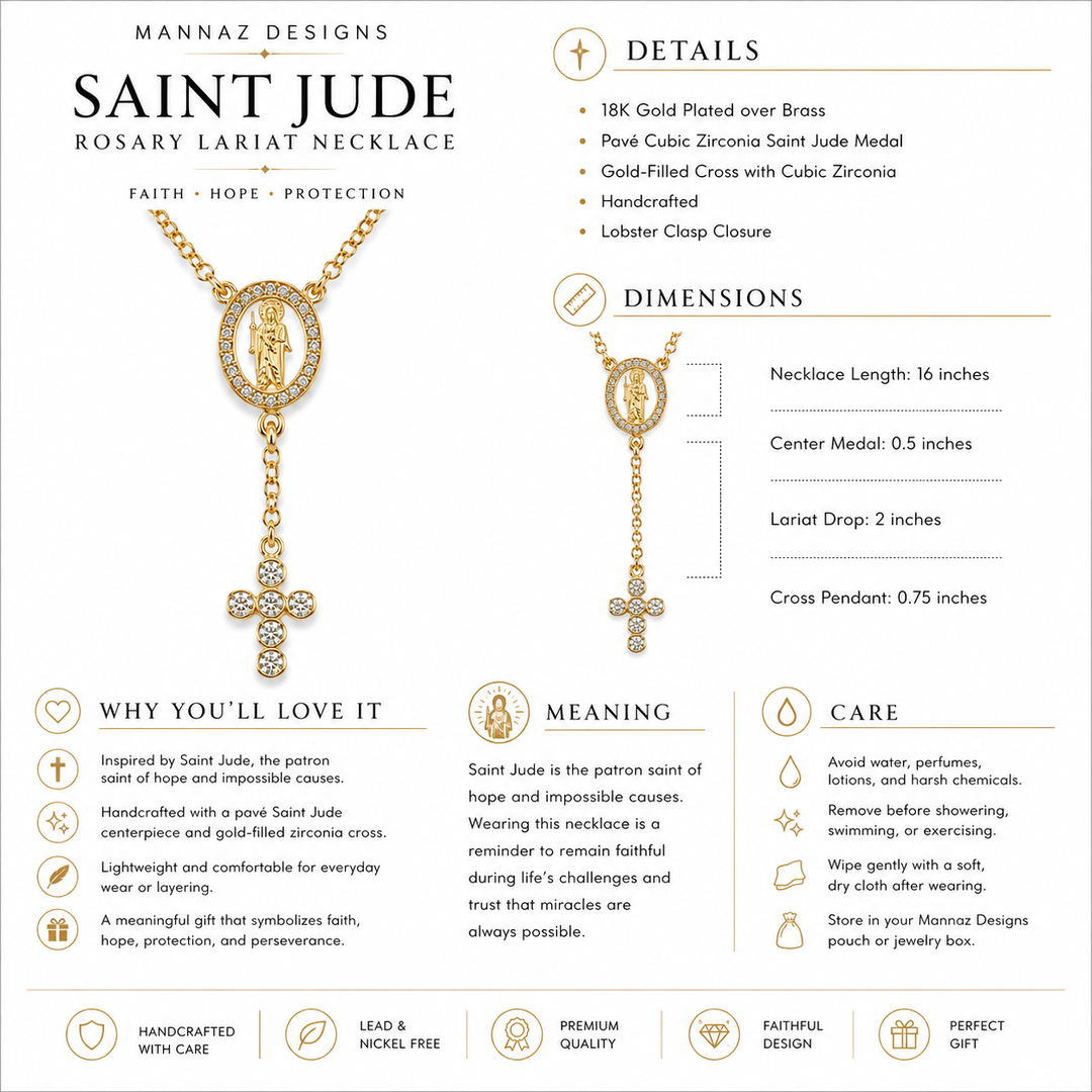 Saint Jude Rosary Lariat Necklace