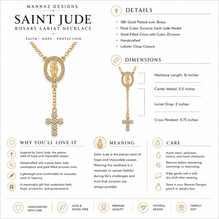Saint Jude Rosary Lariat Necklace