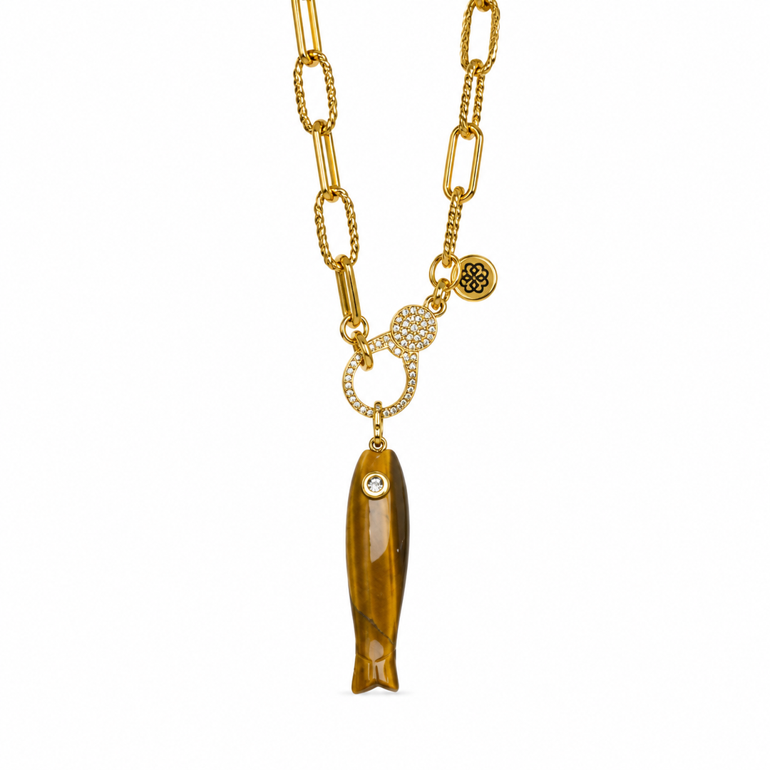 Gemstone Fish Necklace | Natural Stone Pendant