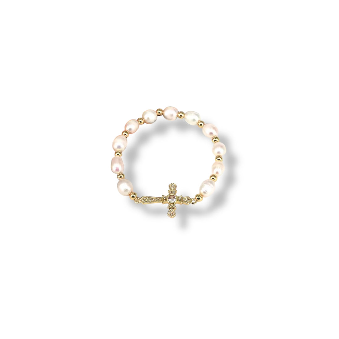 Pearl Cross Bracelet