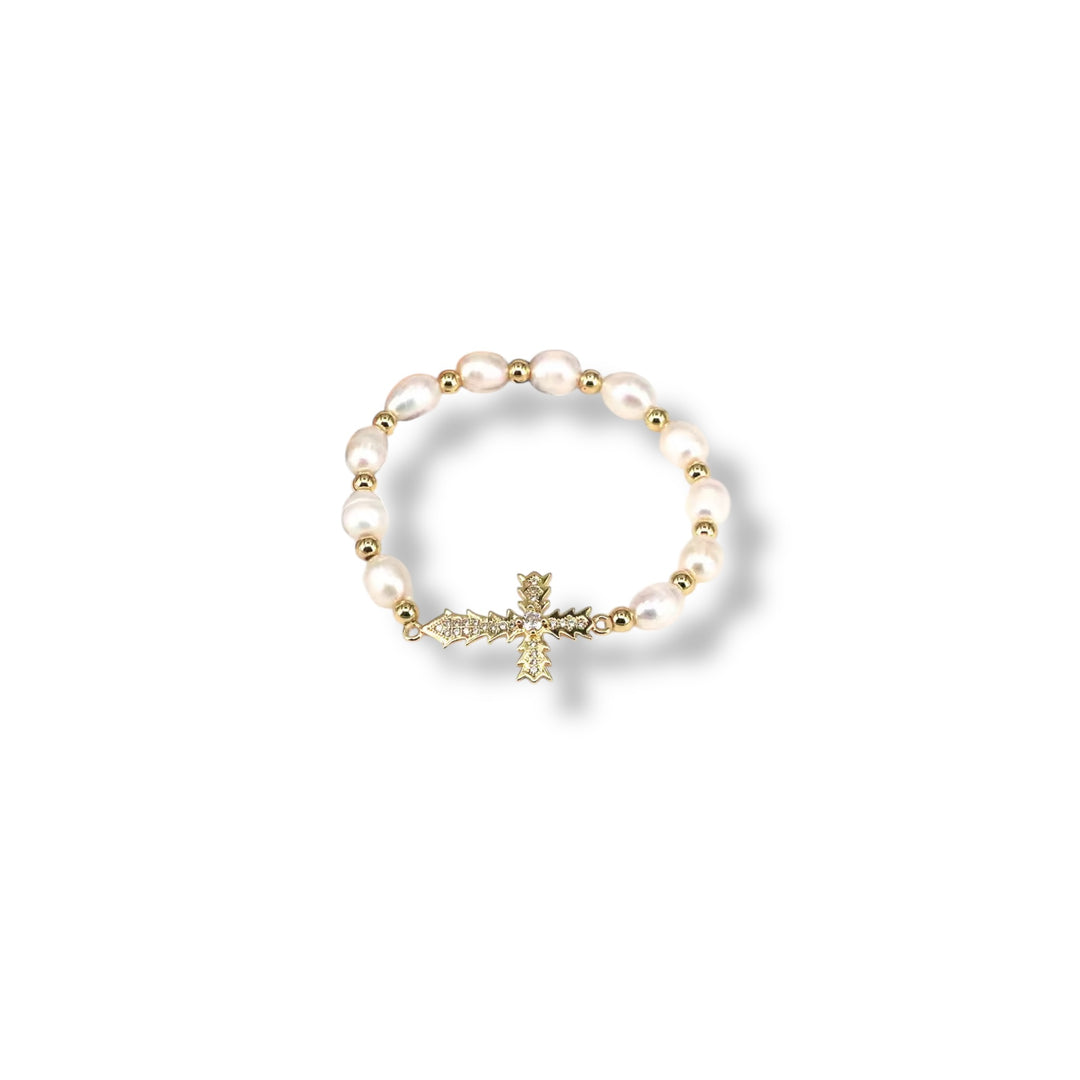 Pearl Cross Bracelet