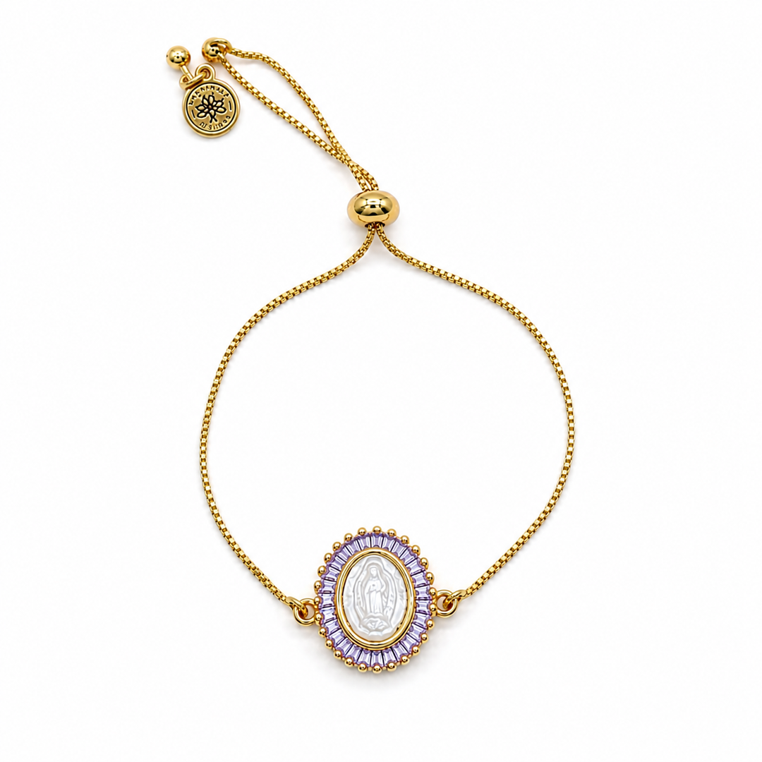 Virgen de Guadalupe Mother of Pearl Gold Bracelet