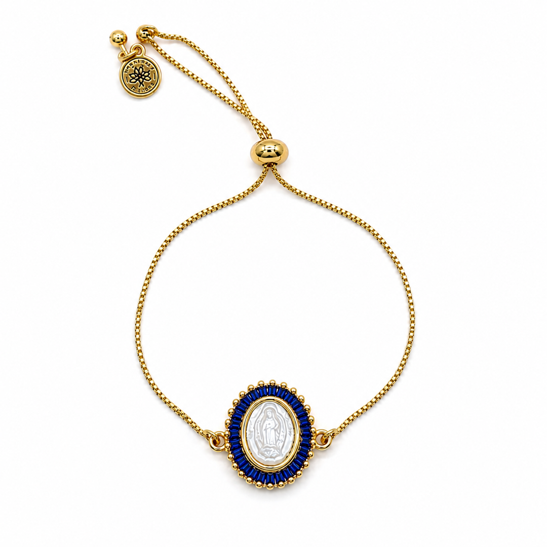 Virgen de Guadalupe Mother of Pearl Gold Bracelet
