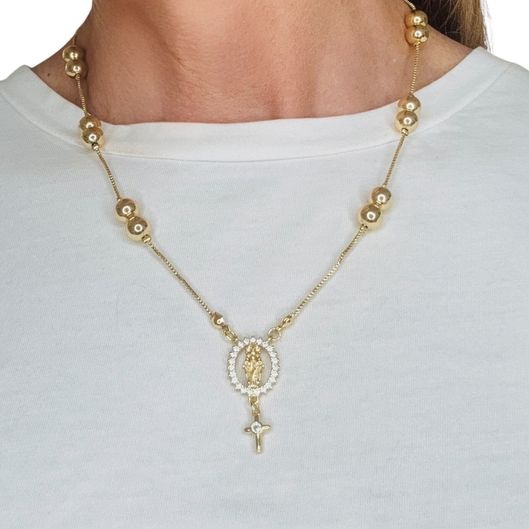Virgencita Gold Rosary Necklace