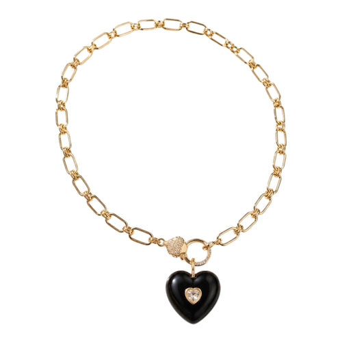 Black Onyx Heart Pendant Necklace