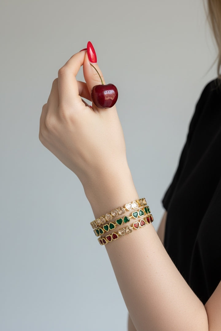 Love Heart Zirconia Tennis Bracelet