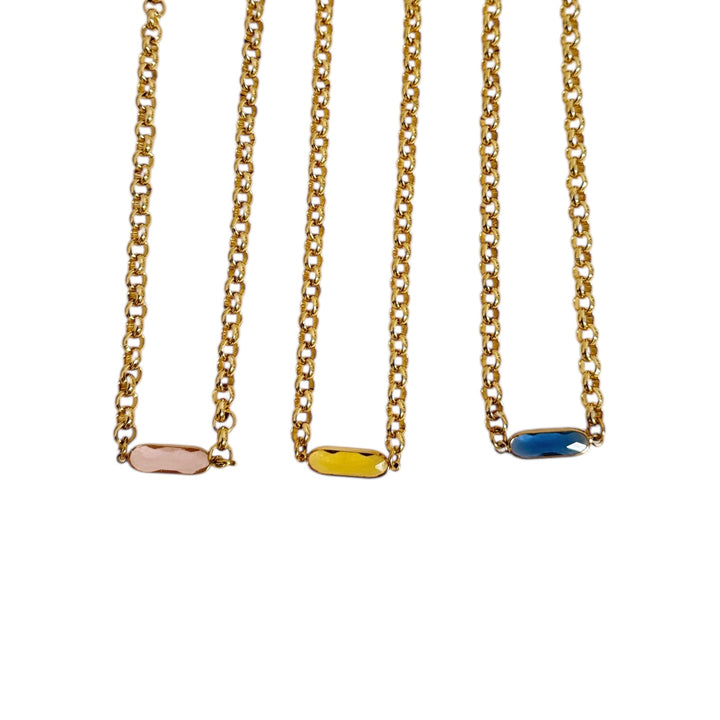 Mannaz Color Crystal gold necklace