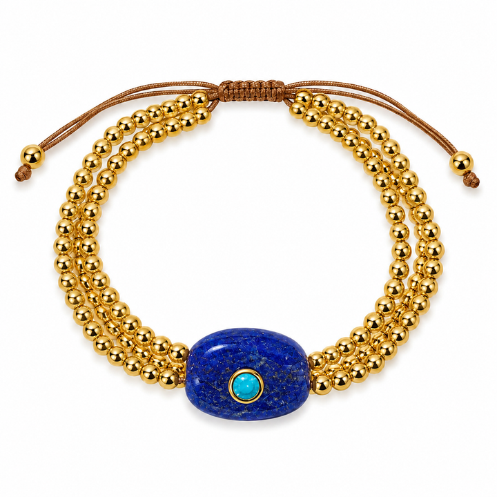 The Intention Bracelet — Gemstone Macramé Gold Beaded Bracelet