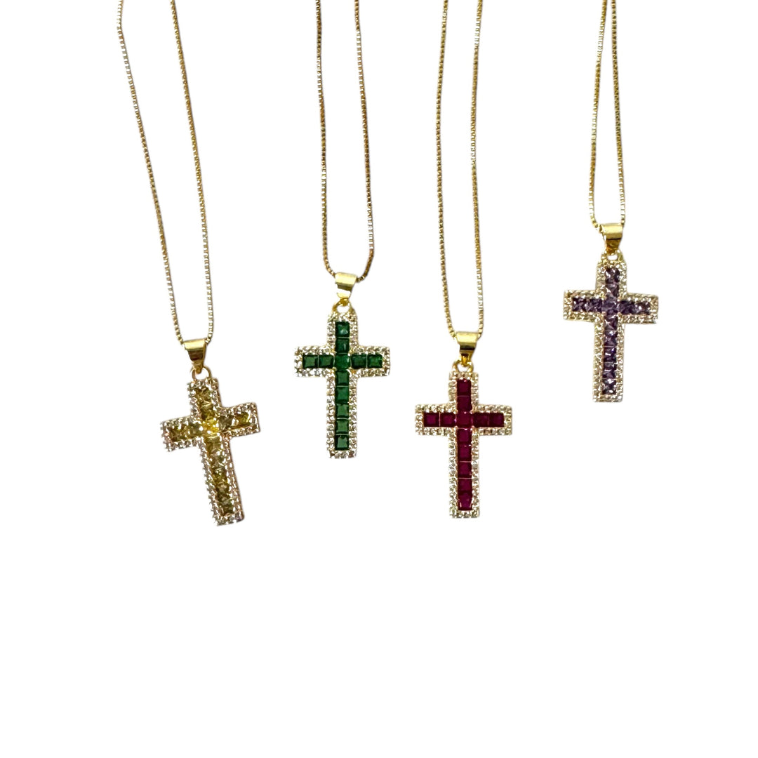 Cross Baguette Zirconia Necklace