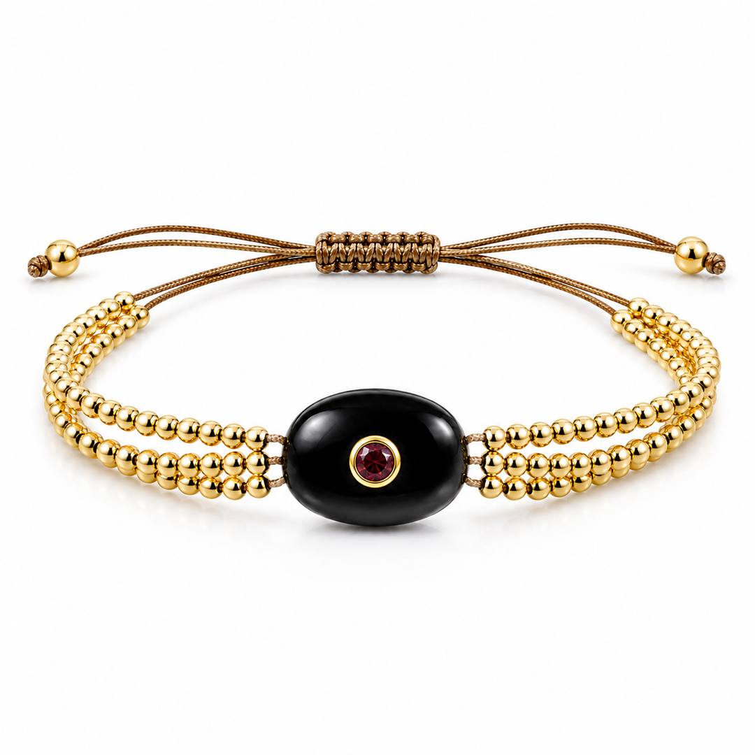 The Intention Bracelet — Gemstone Macramé Gold Beaded Bracelet