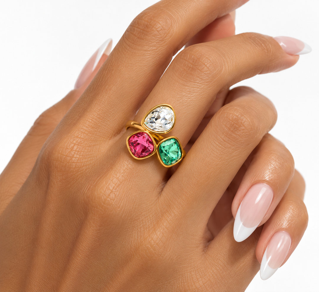 Crystal Trio Statement Ring