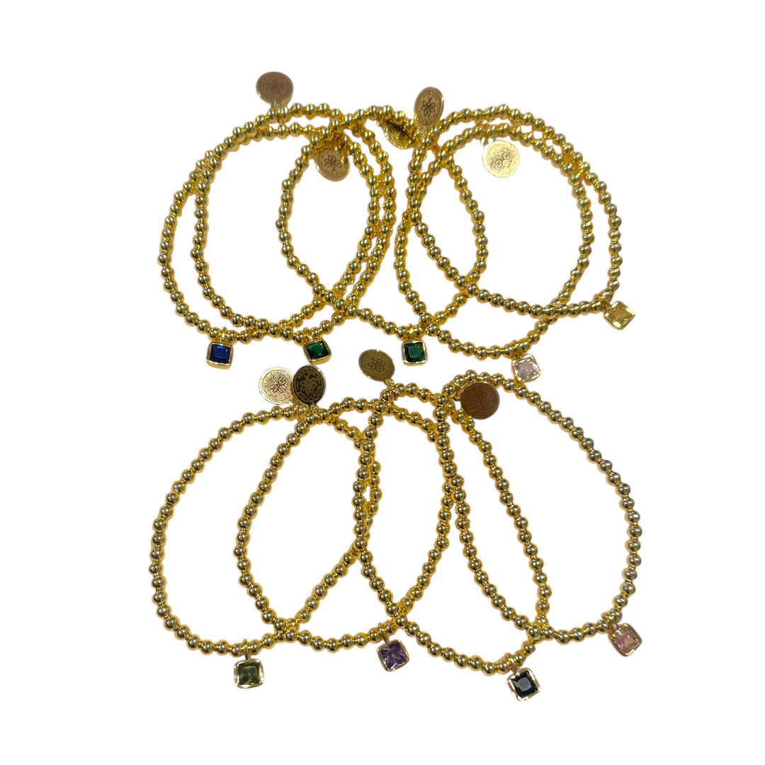 Gem Drop Gold Bead Bracelet