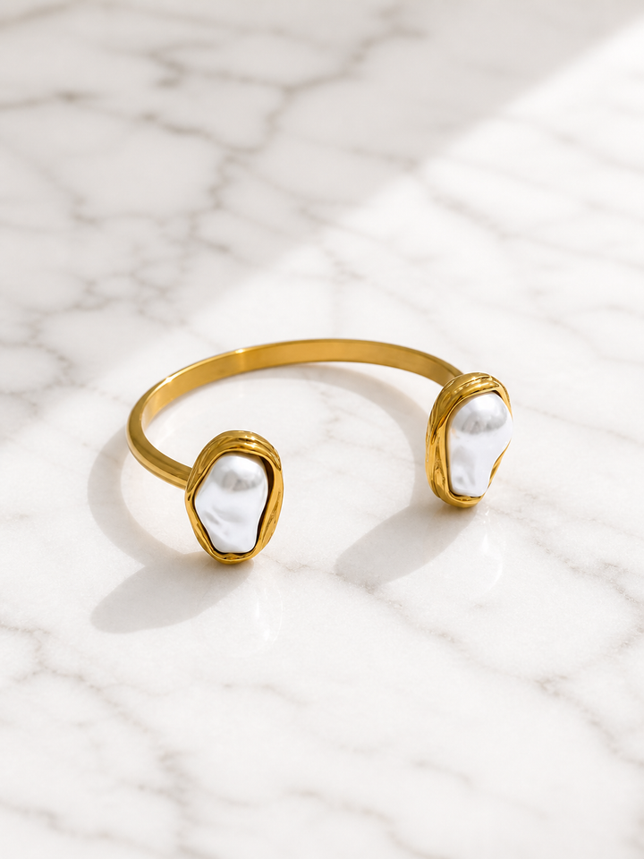 The Aura Bangle – Baroque Pearl Statement Cuff