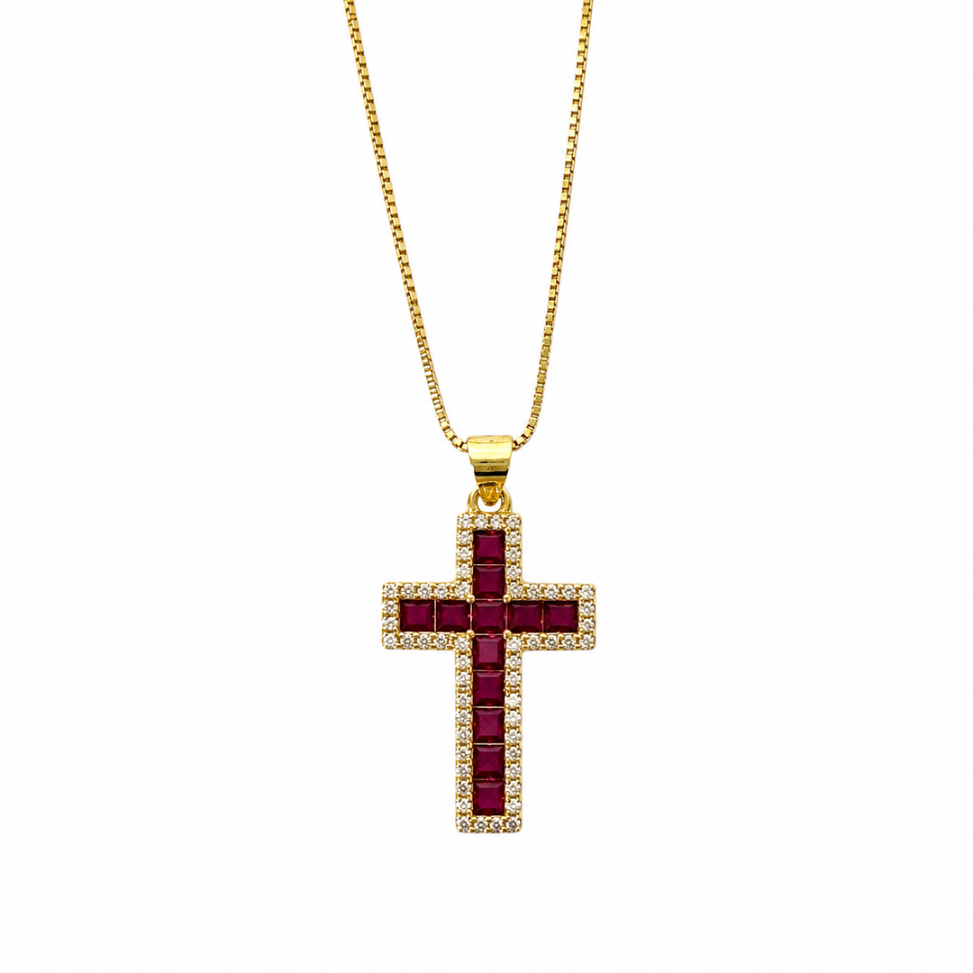 Cross Baguette Zirconia Necklace