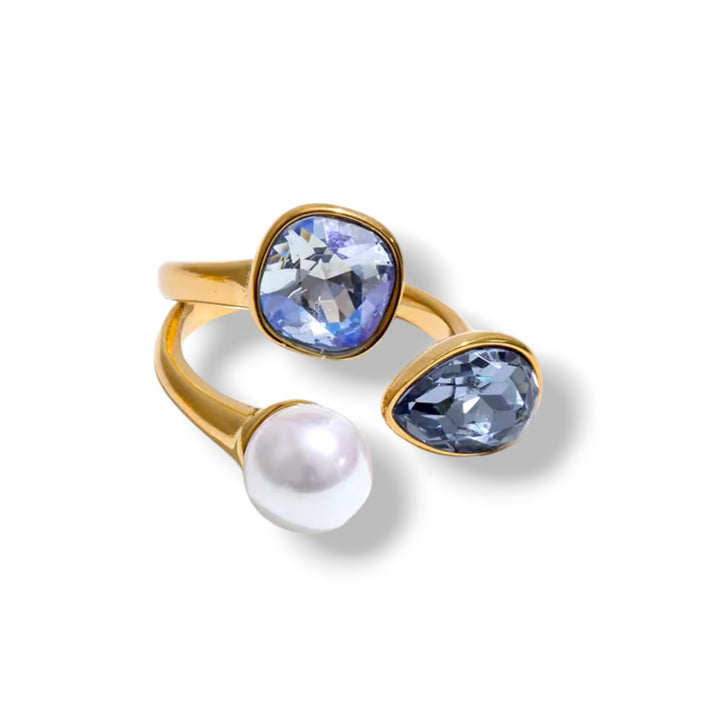 The Grace Ring – Crystal &amp; Pearl Statement Ring
