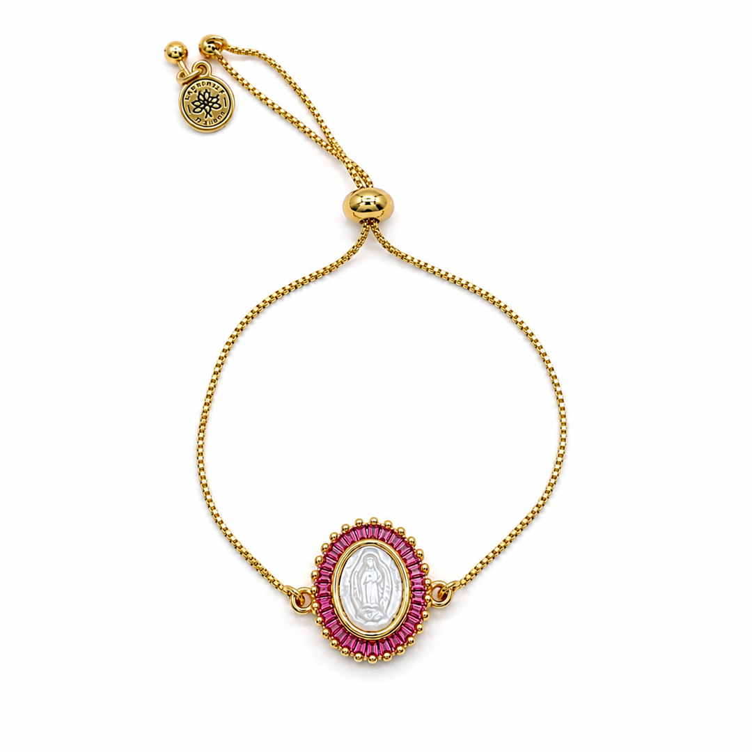 Virgen de Guadalupe Mother of Pearl Gold Bracelet