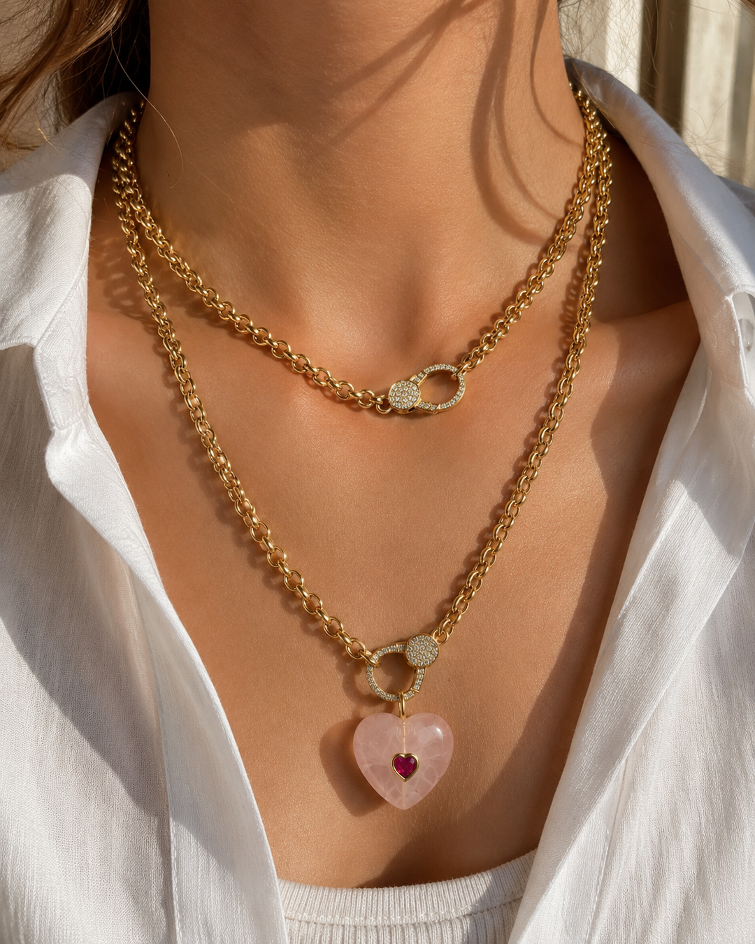 Amour Rose Quartz Heart Necklace