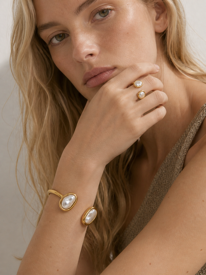 The Aura Bangle – Baroque Pearl Statement Cuff